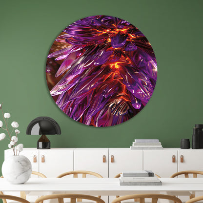 Psychedelische Bloemen Explosie in Licht aluminium muurcirkel