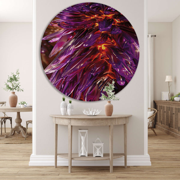 Psychedelische Bloemen Explosie in Licht aluminium muurcirkel