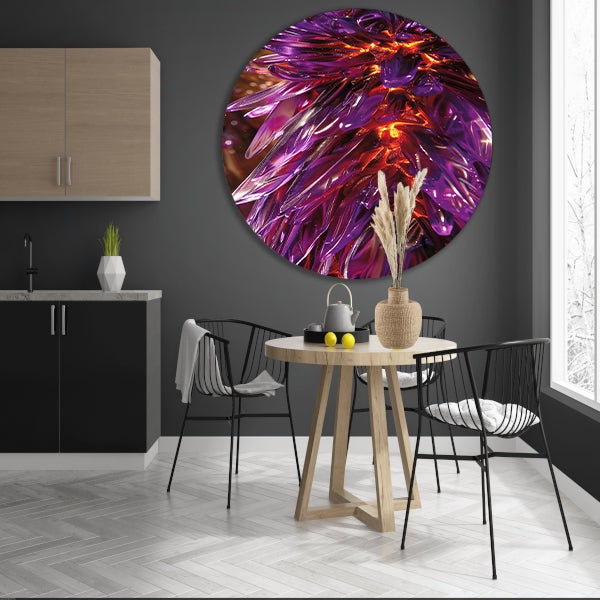 Psychedelische Bloemen Explosie in Licht aluminium muurcirkel