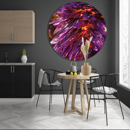 Psychedelische Bloemen Explosie in Licht aluminium muurcirkel