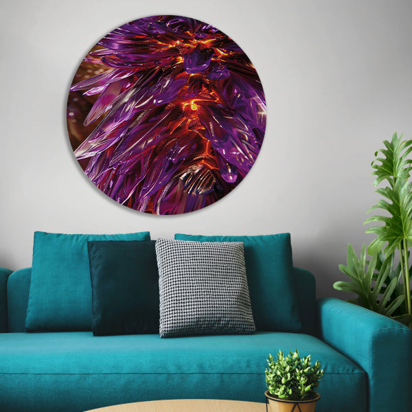 Psychedelische Bloemen Explosie in Licht aluminium muurcirkel