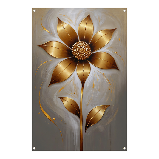 Elegante Gouden Bloesem op Abstracte Achtergrond tuinposter
