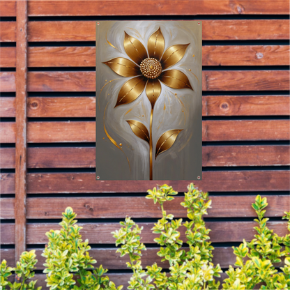 Elegante Gouden Bloesem op Abstracte Achtergrond tuinposter