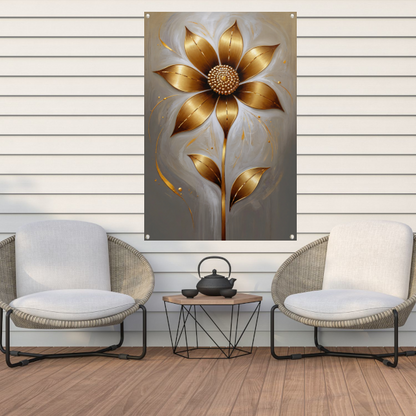 Elegante Gouden Bloesem op Abstracte Achtergrond tuinposter