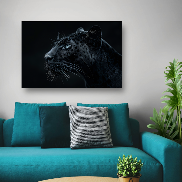 De intense blik van de zwarte panter canvas