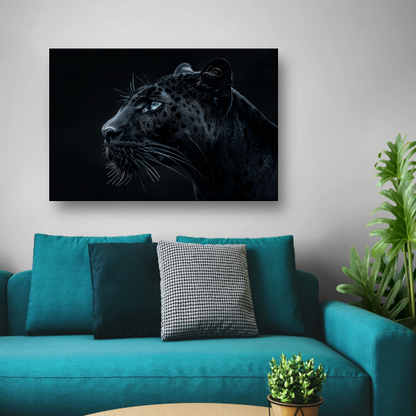 De intense blik van de zwarte panter canvas