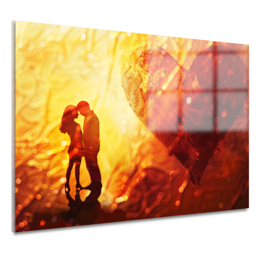 Omhelzing in het hart van de zonsondergang acrylglas