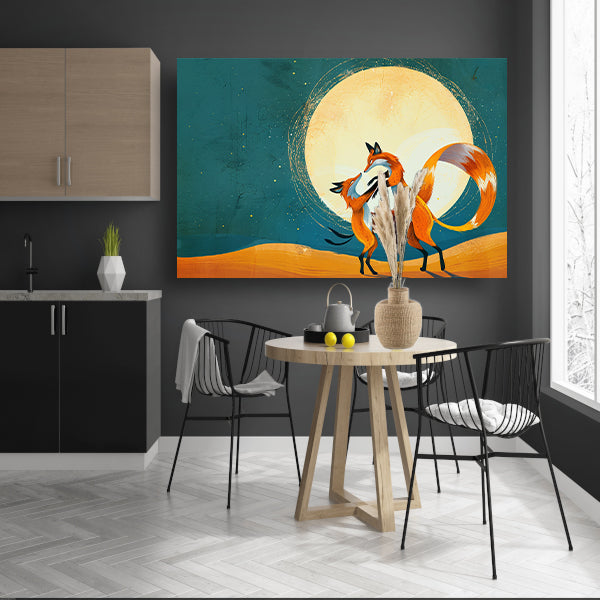 Dansende Vossen Onder de Maan   canvas