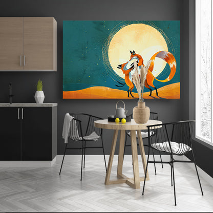 Dansende Vossen Onder de Maan   canvas
