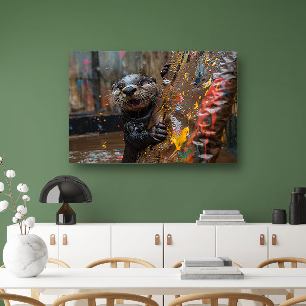 Otter met Verf canvas