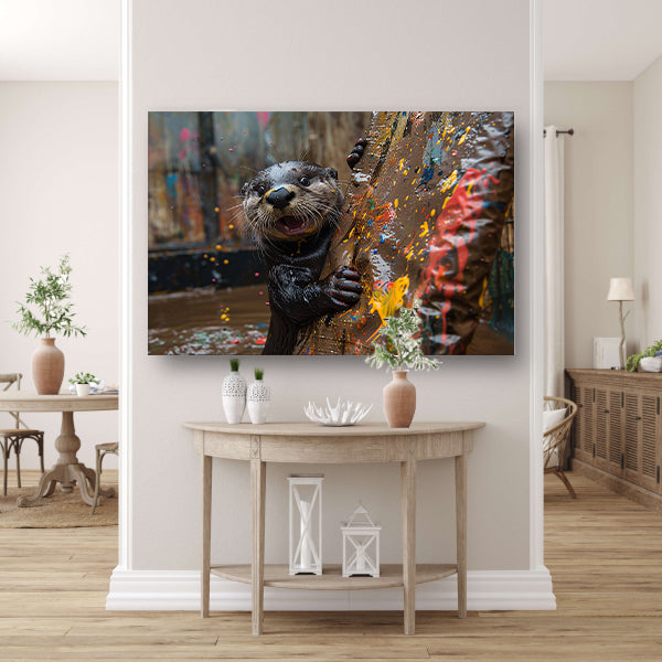 Otter met Verf canvas