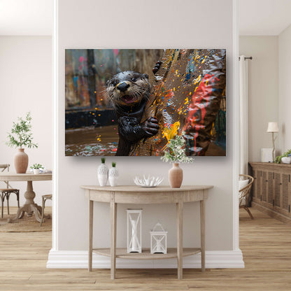 Otter met Verf canvas