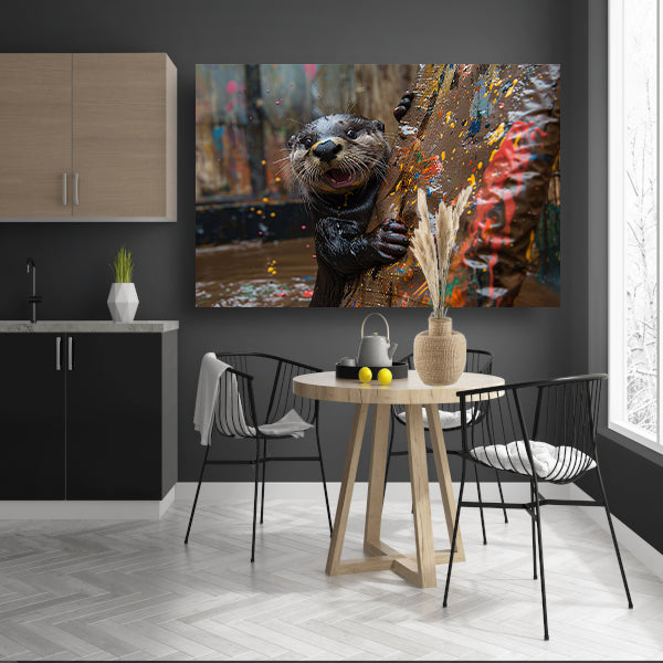 Otter met Verf canvas