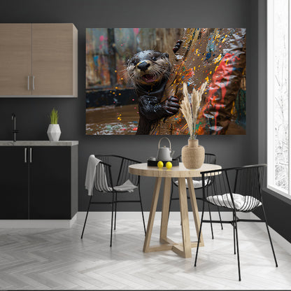 Otter met Verf canvas