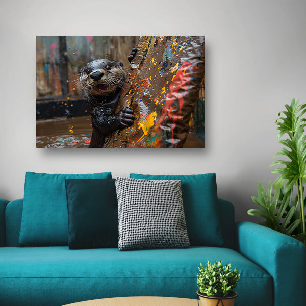 Otter met Verf canvas