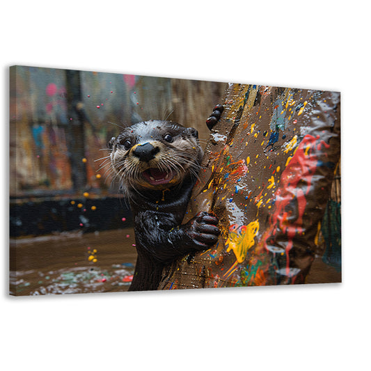 Otter met Verf canvas