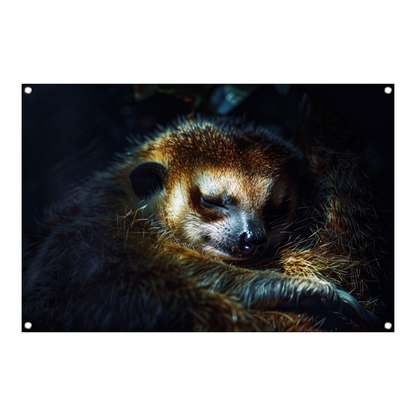 Meerkat rust zacht in het gouden licht tuinposter