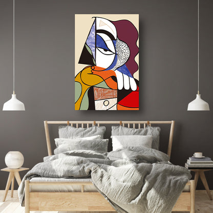 Abstract Kubistisch Portret van Vrouw canvas