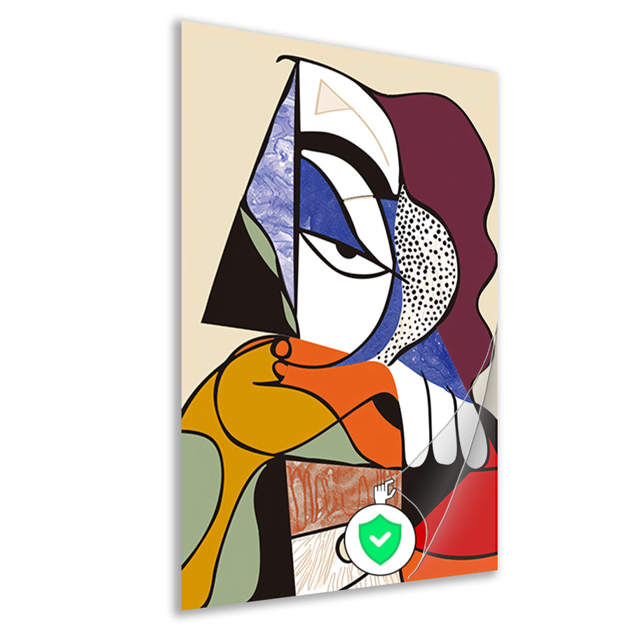 Abstract Kubistisch Portret van Vrouw poster