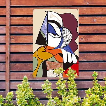 Abstract Kubistisch Portret van Vrouw tuinposter