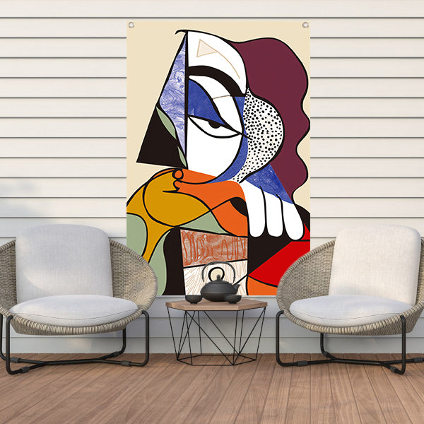 Abstract Kubistisch Portret van Vrouw tuinposter