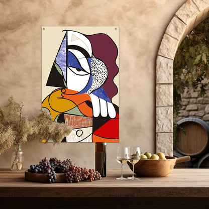 Abstract Kubistisch Portret van Vrouw tuinposter