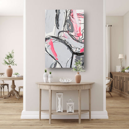 Abstract schilderij met dynamische lijnen en kleuren canvas