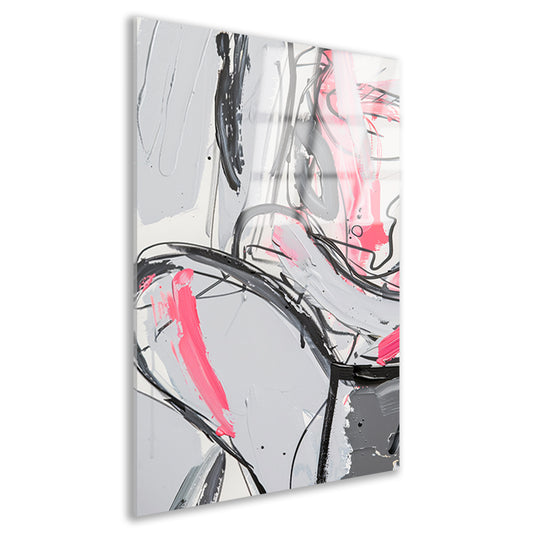 Abstract schilderij met dynamische lijnen en kleuren acrylglas