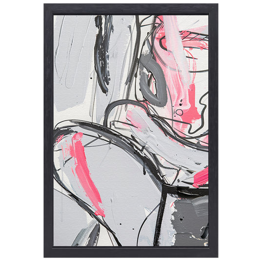 Abstract schilderij met dynamische lijnen en kleuren canvas met baklijst