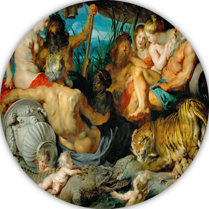 De vier continenten - Peter Paul Rubens aluminium muurcirkel