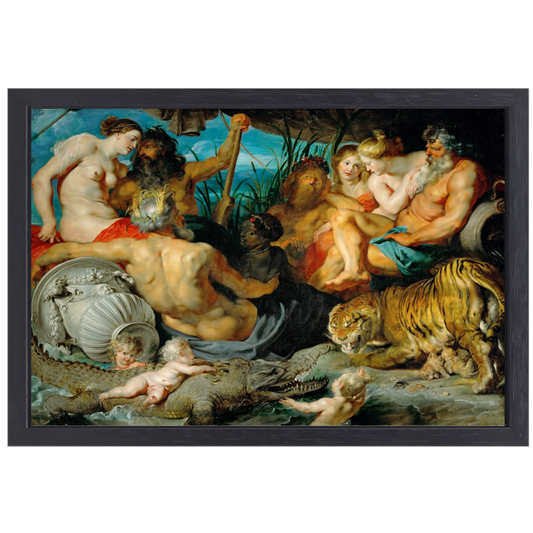 De vier continenten - Peter Paul Rubens canvas met baklijst