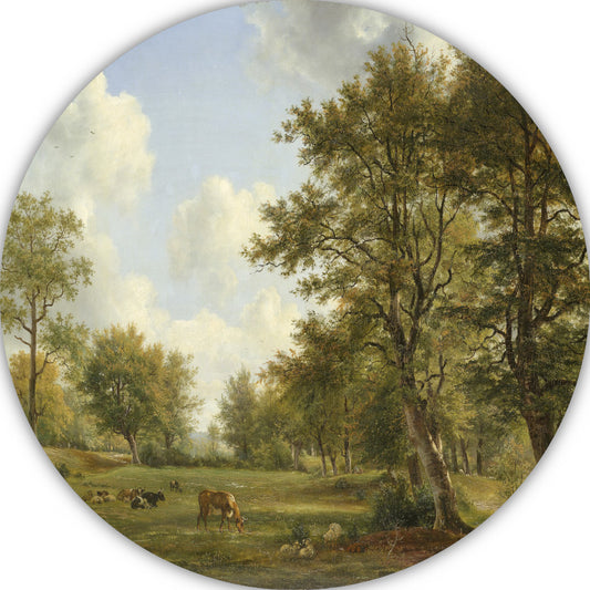 Landschap nabij Hilversum - Georgius Jacobus Johannes van Os aluminium muurcirkel