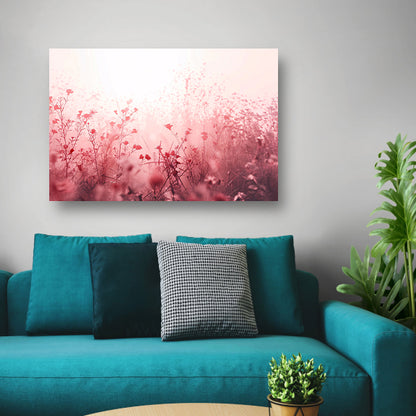 Minimalistisch bloemenveld in zachte tinten canvas met baklijst