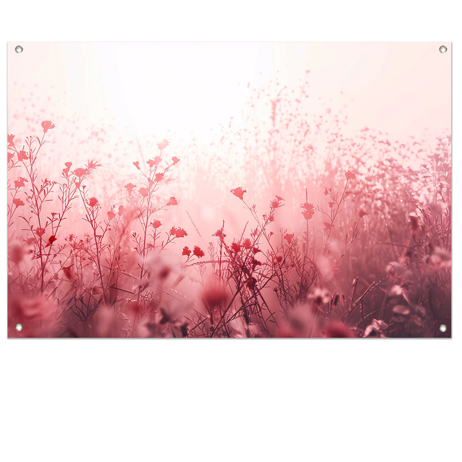 Minimalistisch bloemenveld in zachte tinten tuinposter
