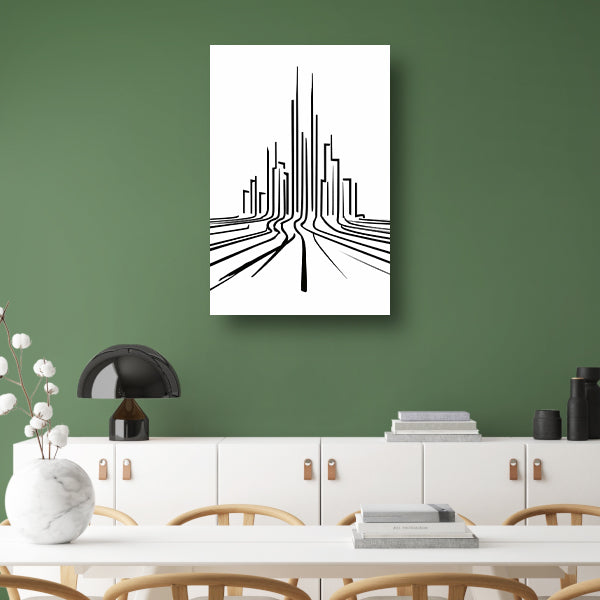 Minimalistische stadslijnen in zwart-wit poster