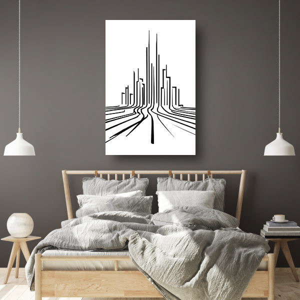 Minimalistische stadslijnen in zwart-wit poster