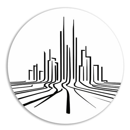 Minimalistische stadslijnen in zwart-wit forex muurcirkel