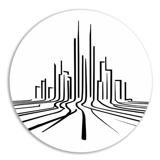 Minimalistische stadslijnen in zwart-wit forex muurcirkel