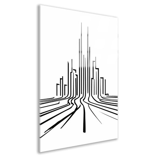 Minimalistische stadslijnen in zwart-wit acrylglas