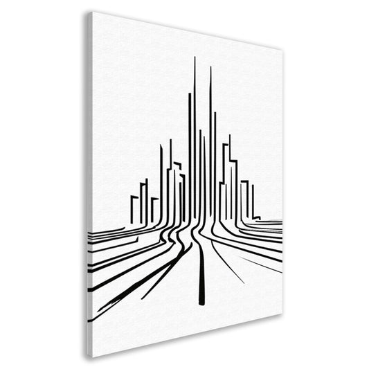 Minimalistische stadslijnen in zwart-wit canvas