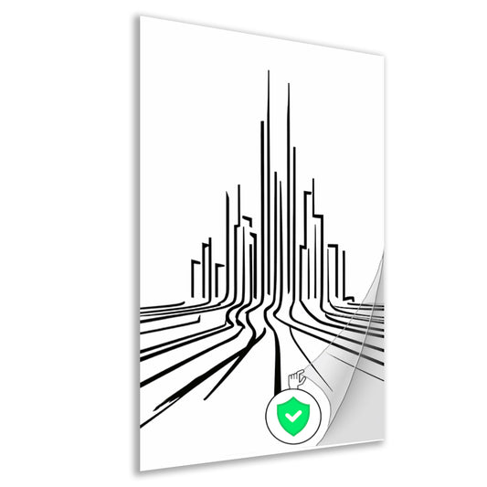 Minimalistische stadslijnen in zwart-wit poster