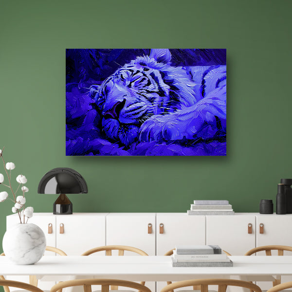 Blauwe abstracte tijger in rust poster