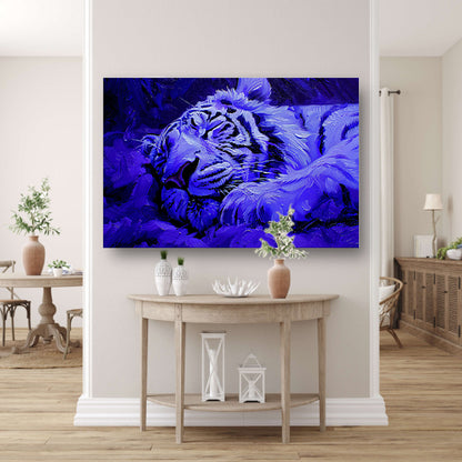 Blauwe abstracte tijger in rust poster