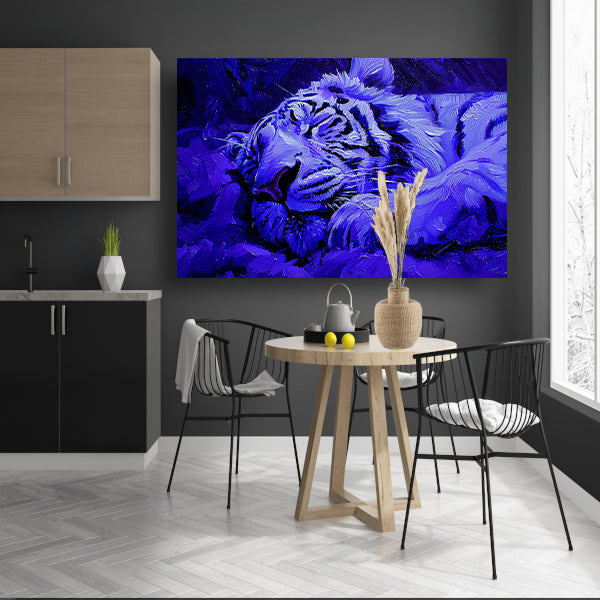 Blauwe abstracte tijger in rust poster