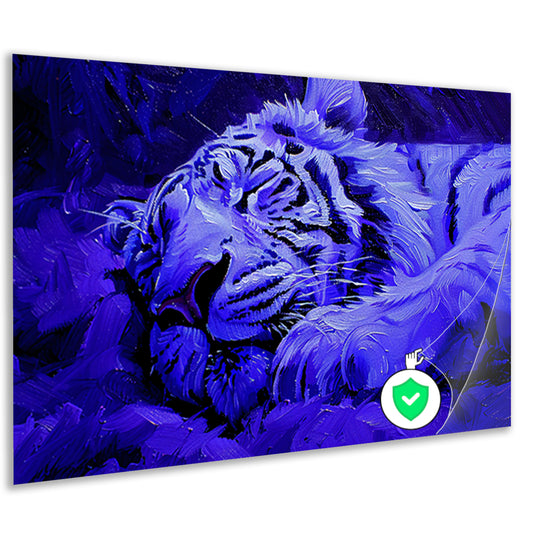 Blauwe abstracte tijger in rust poster