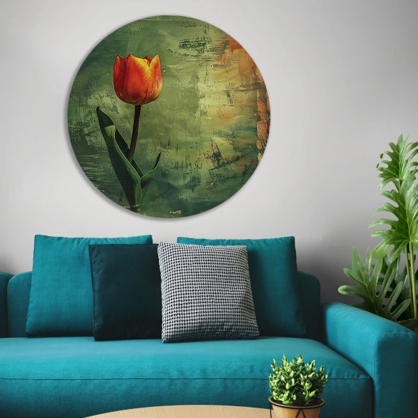 Oranje tulp met abstracte achtergrond forex muurcirkel