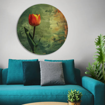 Oranje tulp met abstracte achtergrond forex muurcirkel