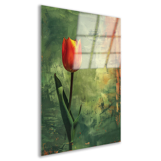 Oranje tulp met abstracte achtergrond acrylglas
