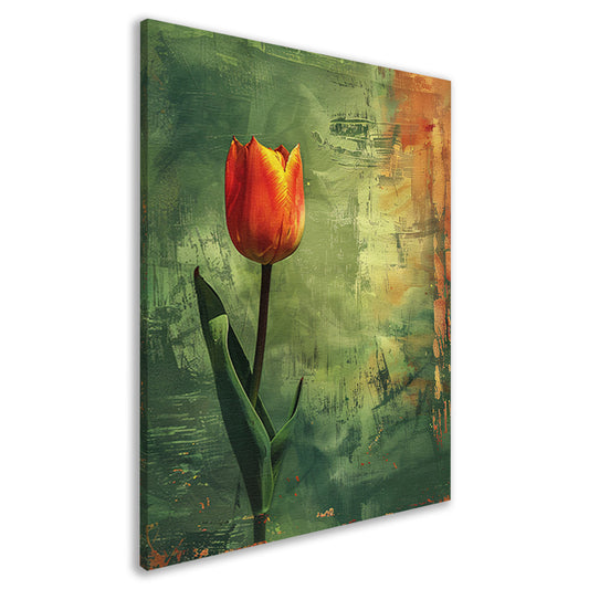 Oranje tulp met abstracte achtergrond canvas