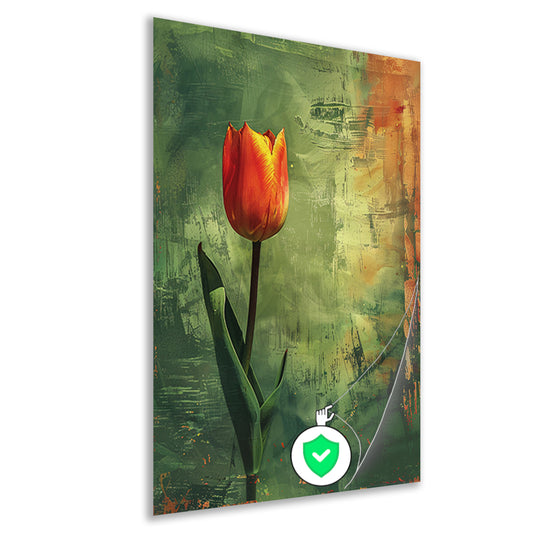 Oranje tulp met abstracte achtergrond poster